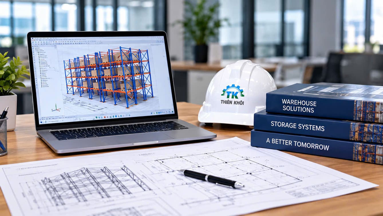 Không gian làm việc và thiết kế hệ thống kệ tại Thiên Khôi